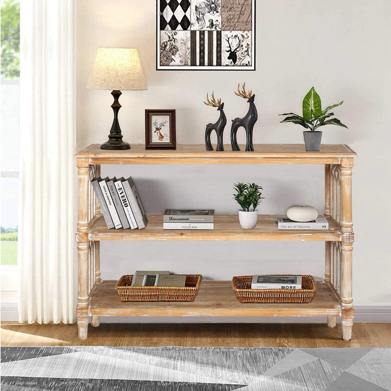 Rustic 3-Tier Console Table with Gothic-Inspired Details, photo 4 of 10