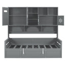 Daybed With All-In-One Cabinet And Shelf