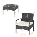 3-Piece Patio Furniture Set Rattan Bistro Chairs with Table-Beige by LJGDeals