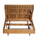 Outdoor Chaise Lounge Chair with 6-Position Adjustable Backrest,Acacia solid wood,TEAK COLOR