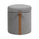 Brandy - Round Upholstered Storage Ottoman With Accent by HouseOfZazla