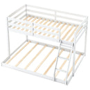 Twin Over Full Bunk Bed Low Floor Bunk Bed Frame by LJGDeals