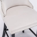 Contemporary Upholstered Wing-Back Barstools With Button Tufted Decoration And Wooden Legs, And Nailhead Trim, Leisure Style Bar Chairs, Bar Stools (Set of 2) by Unique Piece Furniture