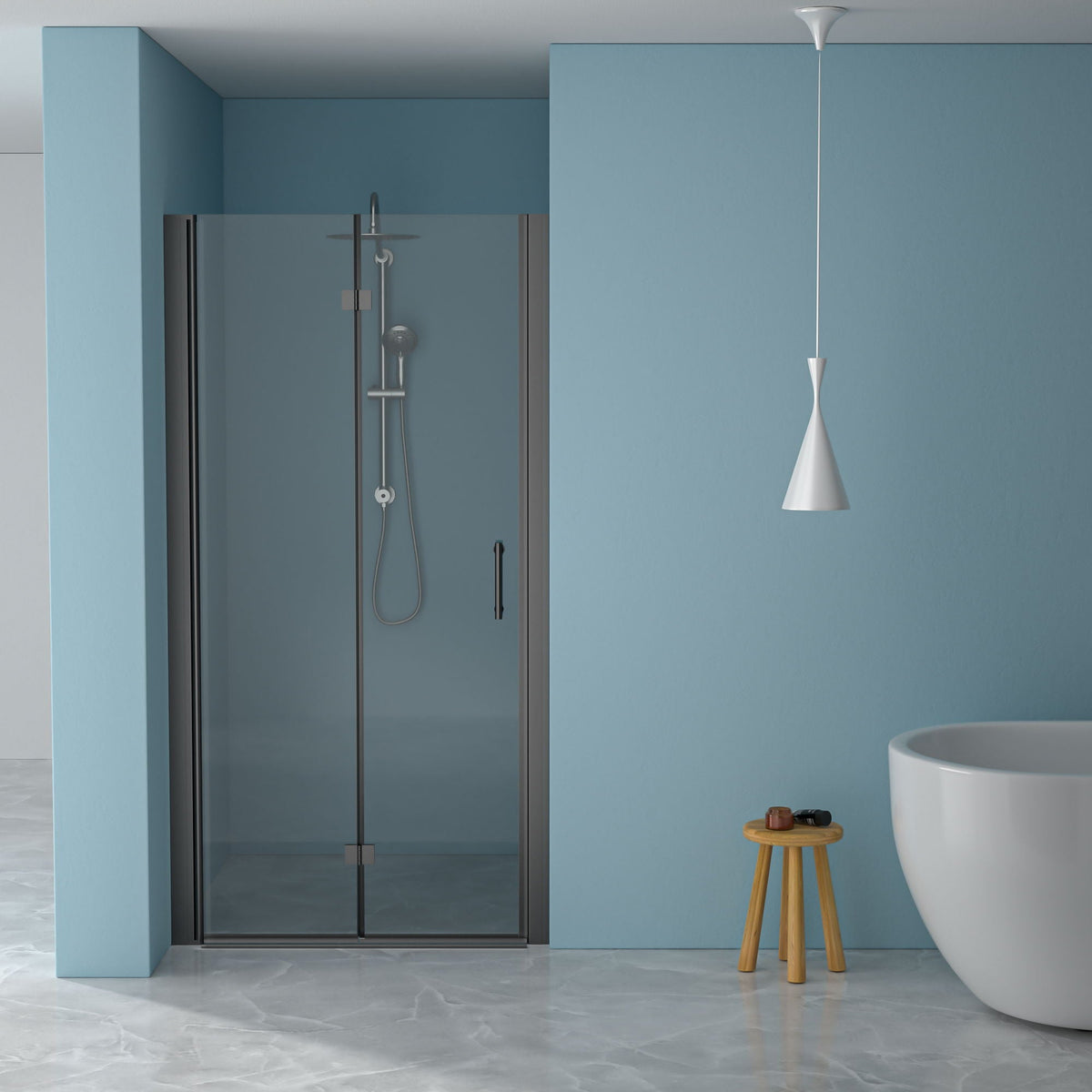 Fold Frameless Shower Door With Tempered Glass, photo 4 of 40