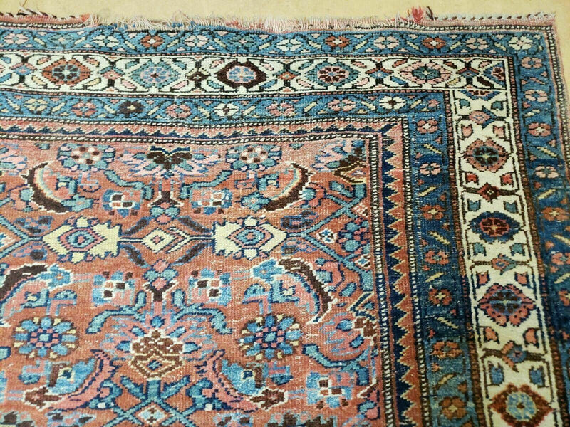 3' 8" X 11' Antique Handmade Turkish Wool Rug Veg Dye Runner Nice Rusted Red