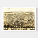 Vintage Map of Fort Wayne, Indiana 1868