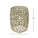 Aluminum Drum End Table with Intricate Design in Gold