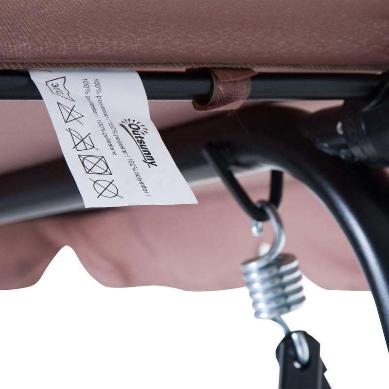 3-Seat Outdoor Patio Swing Chair with Removable Cushion, Steel Frame Stand and Adjustable Tilt Canopy for Patio, Garden, Poolside, Balcony, Backyard, Brown