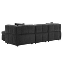 87.7" Sectional Sofa Cozy Teddy Fleece Fabric Sectional Sofa Couch with Two USB Ports a Movable Storage Ottoman and Two Lumbar Pillows for Living Room, Gray