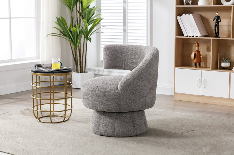 360 Degree Swivel Cuddle Barrel Accent Chairs, Round Armchairs with Wide Upholstered, Fluffy Fabric Chair for Living Room, Bedroom, Office, Waiting Rooms
