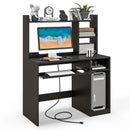 Home Office Computer Desk with Bookcase Keyboard Tray and CPU Stand by LJGDeals