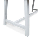 Outdoor Dark Brown Sandblast Finish Acacia Wood Dining Table with White Rustic Metal Frame, Weather Resistant