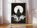 Lone Rider Under a Full Moon