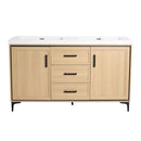 Original 60" Freestanding Bathroom Vanity With Double Resin Sink Plywood Soft Closing Doors & Drawers - Oak by HouseOfZazla