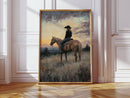 Evening Watch – Cowgirl and Horse at Sunset