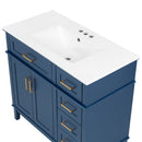 Bathroom Vanity With Ceramic Sink, Soft-Close Doors, 4 Storage Drawers - Blue by HouseOfZazla
