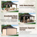 16 x 12 FT Hardtop Gazebo Outdoor Pergola for Patio Garden Deck Lawn Backyard Party Tent-Coffee by LJGDeals