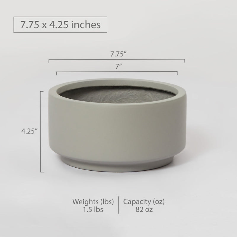 7 inch Smooth Gray Fiberstone Ceramic Pot
