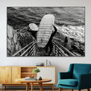 Black White Surfing Wall Art Canvas Print – Framed Coastal by MyGreatCanvas | Canvas Wall Art Prints | Photo Prints & Wall Decor