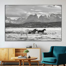 Wild Horses Wall Art Canvas Print – Framed Black and White by MyGreatCanvas | Canvas Wall Art Prints | Photo Prints & Wall Decor