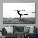 Yoga Surf Wall Art Canvas Print – Framed Black White Shore by MyGreatCanvas | Canvas Wall Art Prints | Photo Prints & Wall Decor