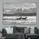 Wild Horses Wall Art Canvas Print – Framed Black and White by MyGreatCanvas | Canvas Wall Art Prints | Photo Prints & Wall Decor