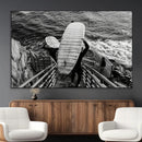 Black White Surfing Wall Art Canvas Print – Framed Coastal by MyGreatCanvas | Canvas Wall Art Prints | Photo Prints & Wall Decor