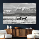 Wild Horses Wall Art Canvas Print – Framed Black and White by MyGreatCanvas | Canvas Wall Art Prints | Photo Prints & Wall Decor
