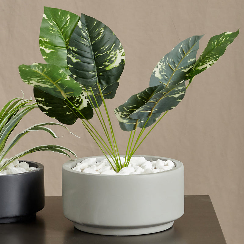 8.75 inch Smooth Gray Fiberstone Ceramic Pot