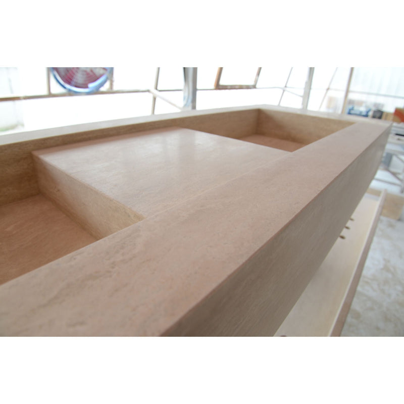 Travertine Double Sink - Handcrafted Custom Artisanal Stone Resort Luxury Bath, photo 7 of 21