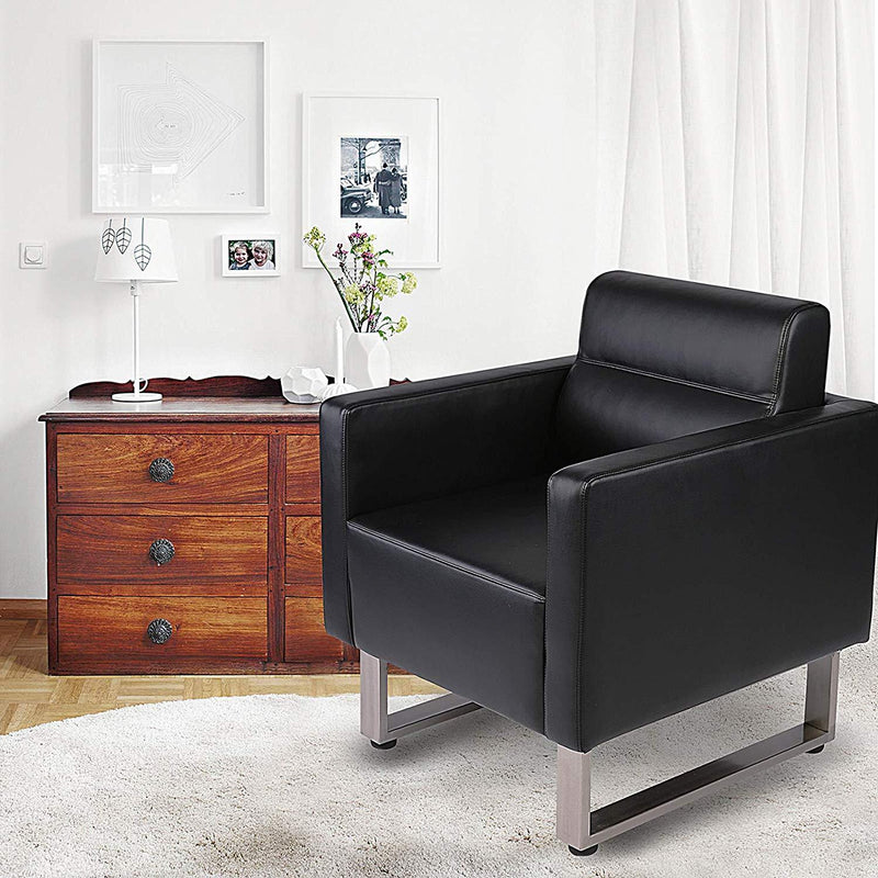 Guest Chair Office Reception Chair Leather Occasional Barrel Sofa Chairs Eco-Friendly PU Feather Luxury Soft Sponge