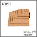 Deck Tile <b>Corner Ramp Edge</b> - for Premium WPC Interlocking Tiles | DECKO (3.1" x 3.1" x 0.8") - (One Piece)