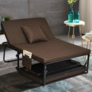 Folding Guest Sleeper Bed w/6 Position Adjustment-Brown by LJGDeals
