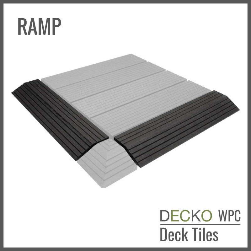 Deck Tile <b>Ramp Edge</b> - for Premium WPC Interlocking Tiles | DECKO (11.8"/3.1"/0.8") - (One Piece)