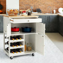 Kitchen Cart with Rubber Wood Top 3 Tier Wine Racks 2 Cabinets by LJGDeals