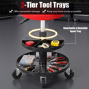 Adjustable Rolling Mechanic Stool with Tool Trays