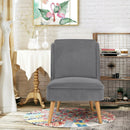 Velvet Accent Armless Side Chair with Rubber Wood Legs for Bedroom by LJGDeals