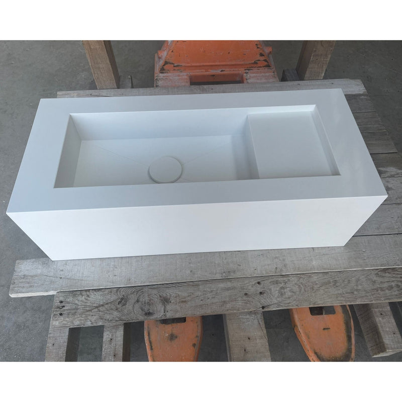 White Quartz Handcrafted Kitchen and Bathroom Sink - Engineered Stone Durability, photo 6 of 12