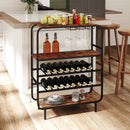 16 Bottle Wine Rack with 5-Tier Wine Shelf and Glass Holders for Kitchen Bar-Rustic Brown by LJGDeals