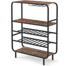 16 Bottle Wine Rack with 5-Tier Wine Shelf and Glass Holders for Kitchen Bar-Rustic Brown by LJGDeals