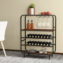16 Bottle Wine Rack with 5-Tier Wine Shelf and Glass Holders for Kitchen Bar-Rustic Brown by LJGDeals