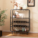 16 Bottle Wine Rack with 5-Tier Wine Shelf and Glass Holders for Kitchen Bar-Rustic Brown