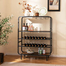 16 Bottle Wine Rack with 5-Tier Wine Shelf and Glass Holders for Kitchen Bar-Rustic Brown by LJGDeals