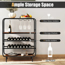 16 Bottle Wine Rack with 5-Tier Wine Shelf and Glass Holders for Kitchen Bar-Rustic Brown by LJGDeals