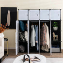 16-Cube Storage Organizer with 16 Doors and 2 Hanging Rods-Black by LJGDeals