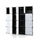 16-Cube Storage Organizer with 16 Doors and 2 Hanging Rods-Black by LJGDeals