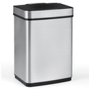 16 Gallon Trash Can Infrared Motion Sensor Garbage Can with Dual Compartments-Silver