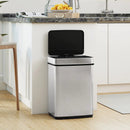 16 Gallon Trash Can Infrared Motion Sensor Garbage Can with Dual Compartments-Silver by LJGDeals