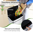 16 Gallon Trash Can Infrared Motion Sensor Garbage Can with Dual Compartments-Silver by LJGDeals