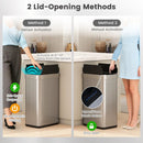 16 Gallon Trash Can with Wing Lids for Bedroom Bathroom Kitchen-Silver by LJGDeals